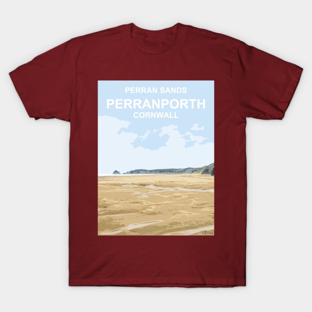 Perran Sands Perranporth Cornwall. Cornish gift Kernow Travel location poster, St Austell T-Shirt by BarbaraGlebska